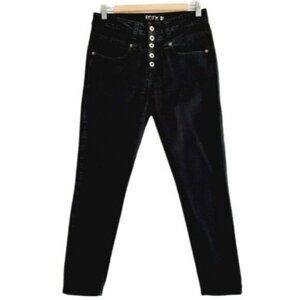 PACIFIKA Abbey Crop Black Skinny Jeans Button Fly Sz 8